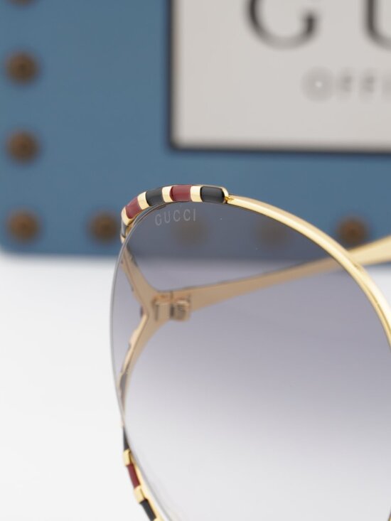 Gucci GG0595S 006 Round Sunglasses - Gold/Grey Gradient main image 9